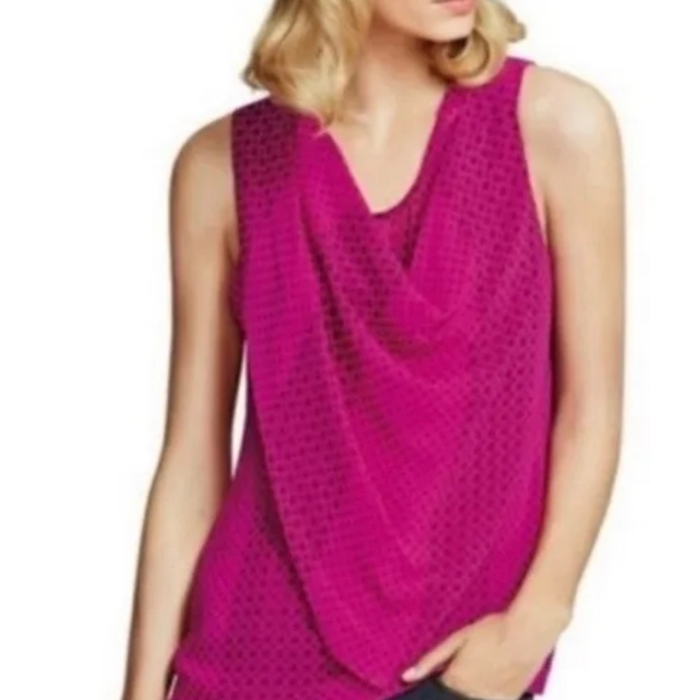 CAbi Brilliant Blouse in fuchsia, Style 983. Like new, chiffon (100% polyester).